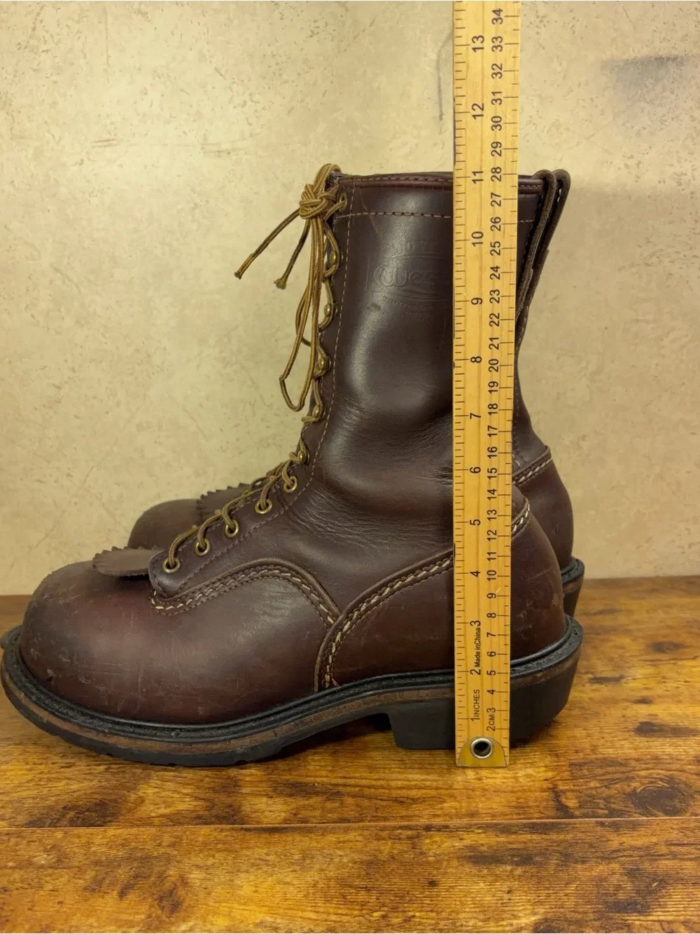 Vintage Wesco Logger Steel Toe Leather Boots Mens Size 10.5 or 11 Lace Up USA